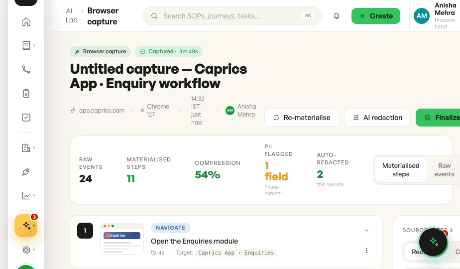 Browser capture review